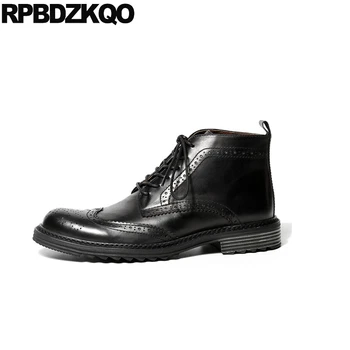 

runway oxford army mens winter boots warm chunky combat dress business fur booties wingtip shoes brogue formal military black