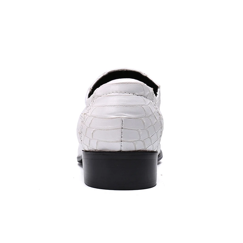 Genuíno Prom Sl303 Dos Deslizamento Apontou Cor Whitle Em Festa Toe Mocassins Homens Homem Branco Jacaré Casamento Couro Italiano Sapatos De Designer qCacc0