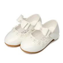 Детская обувь на плоской подошве для девочек; Новая корейская детская кожаная обувь принцессы; брендовая Студенческая танцевальная обувь с бантом