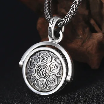 

Direct Batch 925 Sterling Silver six-word Mantra Rotation Pendant Men Women Personality Pendant Thai Silver Retro Pendant