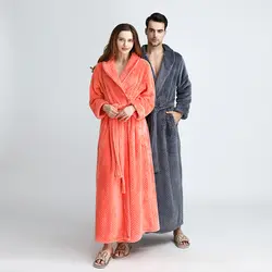 Бесплатная доставка Зимние фланелевые пикантные Для женщин халаты Большие размеры Длинные рукава теплые длинные пижамы женский халат