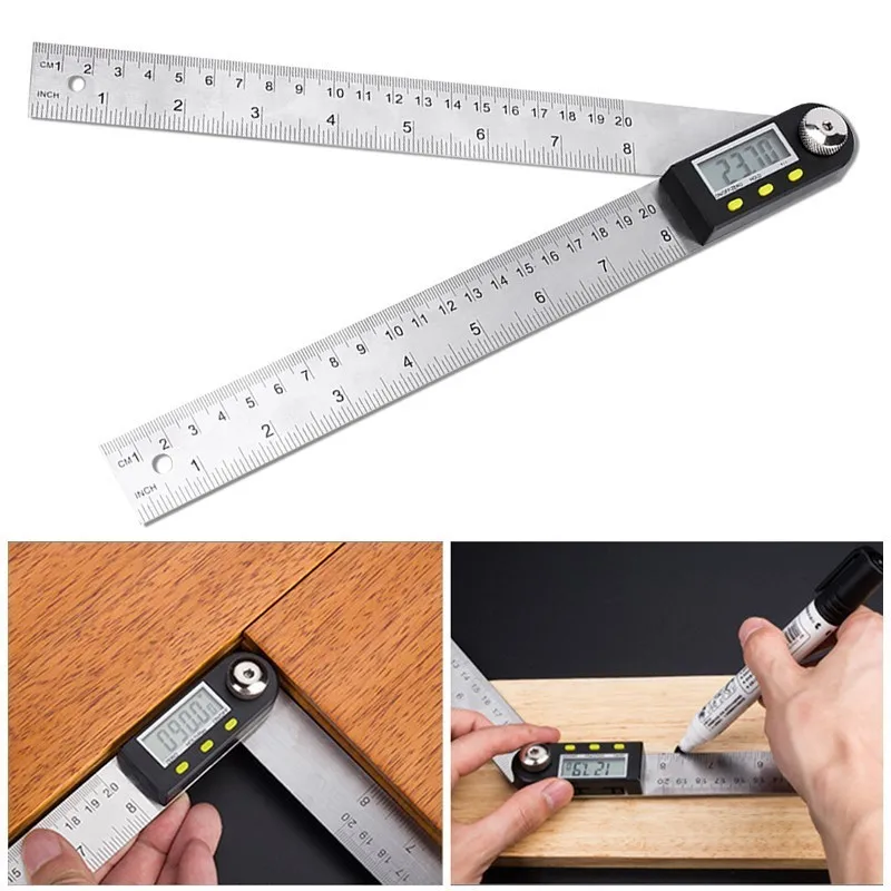 

200mm Digital Angle Ruler Finder Meter Protractor Inclinometer Goniometer Electronic Angle Gauge Stainless Steel