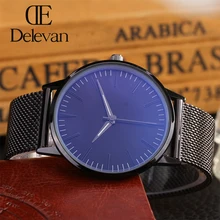 

DELEVAN Luxury Watch Men Brand Men's Watches Ultra Thin Stainless Steel Mesh Band Quartz Wristwatch Fashion casual watch 1128