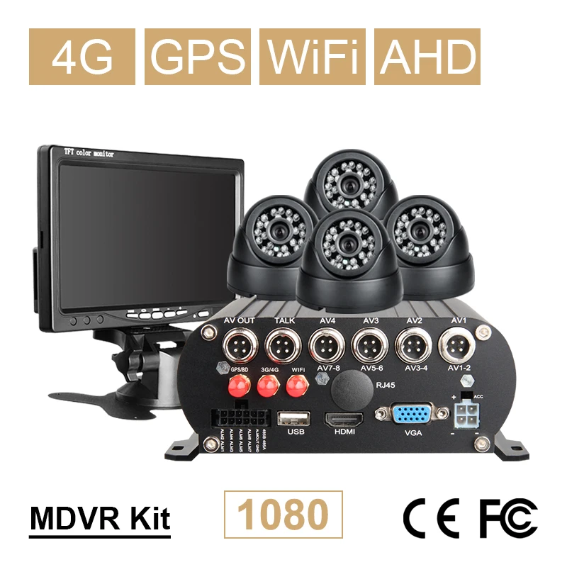  4G GPS WIFI 2TB Disco Duro 256G SD 4CH HDD móvil Dvr grabadora de vídeo control remoto en tiempo re