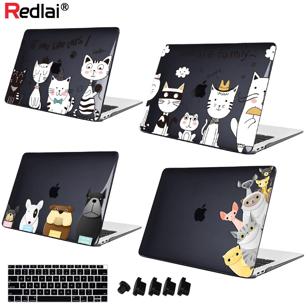Redlai Симпатичный кот собака чехол для Macbook Air Pro retina 11 12 13 15 16 дюймов с сенсорной панелью Air 13 A1932 A1466 чехол для ноутбука
