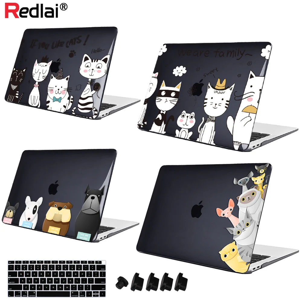 Redlai Симпатичный кот собака чехол для Macbook Air Pro Retina 11 12 13 15 16 дюймов Touch Bar A2289 A2338 2020