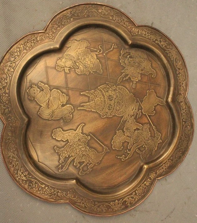 

12"China Chinese Folk Old Bronze handwork carving famous Monkey King Plate