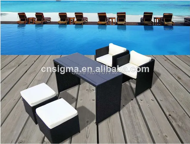 New style outdoor rattan garden table and chairs-in Garden Sets from