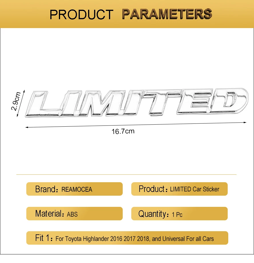 Reamocea 1 шт. автомобильный 3D ABS хром Ограниченная серия эмблема письма значок наклейка для Toyota Highlander CAMRY Jeep BMW ford volvo