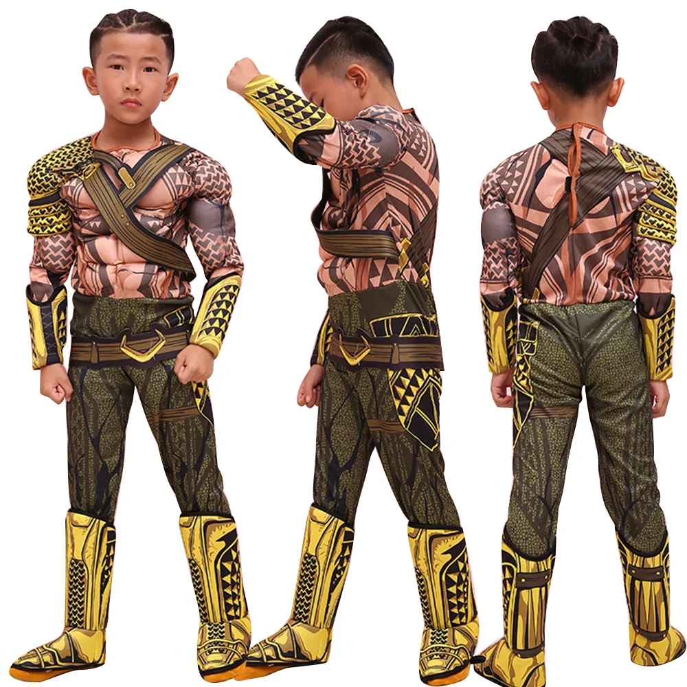 

Superhero Aqua Man Cosplay Jumpsuits Muscle Kids Boys Bodysuits League Children Halloween Party Costumes Stage Performance