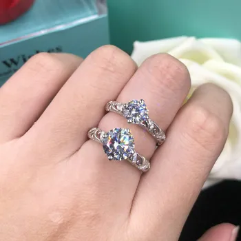 

2ct Carat AAAAA High Quality SONA CZ Engagement Rings S925 Sterling Sliver Hollow Rings for Women White Gold Color Jewelry