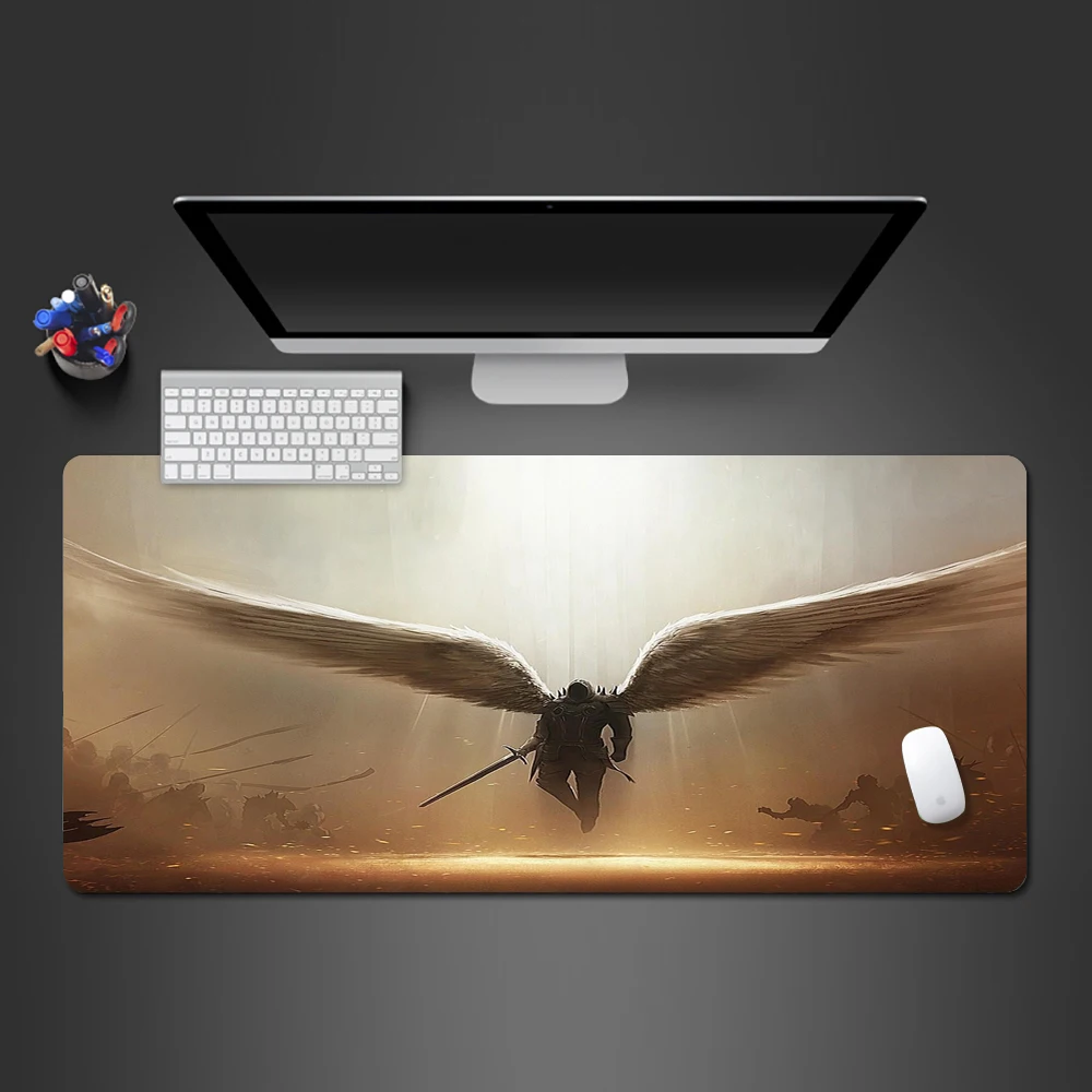 

Angel Warrior Design Mouse Pad Cool Keyboard Fashion Computer Mouse Pad Higt Quality Gaming Padmouse Gamer Play Mats