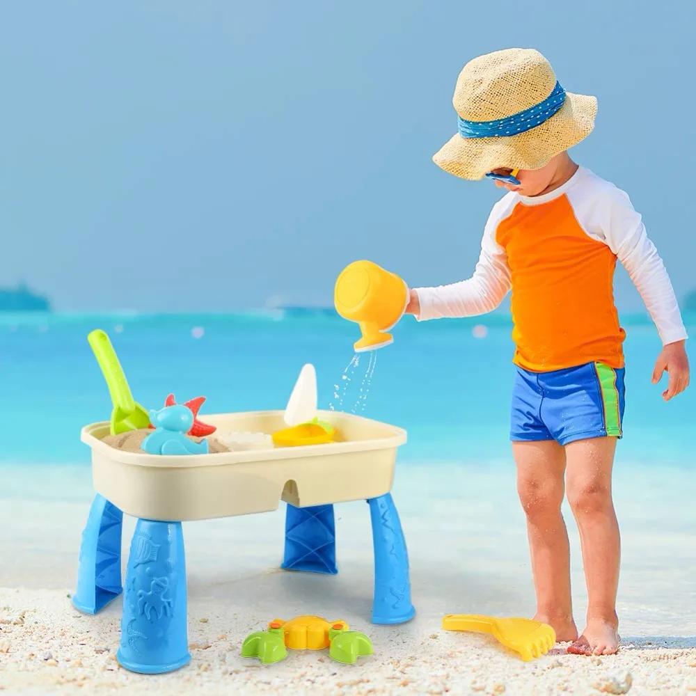 Brinquedos de Praia para Crianças Jogo de Praia do Bebê Conjunto de Caixa de Areia Brinquedos de Verão para o Jogo de Praia Carrinho de Jogo Presentes Brinquedos Crianças Areia Água 9 Pçs 9 Cheap Brinquedos p areia e praia