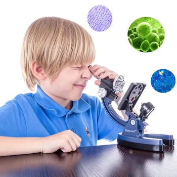 

Durable Students Laboratory 1200 Times Children Metal Microscope Tool Kit Set for Neture Science Learning Toys for Kids - Blue