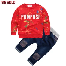 Брендовый комплект одежды для мальчиков, детский спортивный костюм, детский спортивный костюм, длинная рубашка+ штаны, ковбойский свитшот, комплекты повседневной одежды