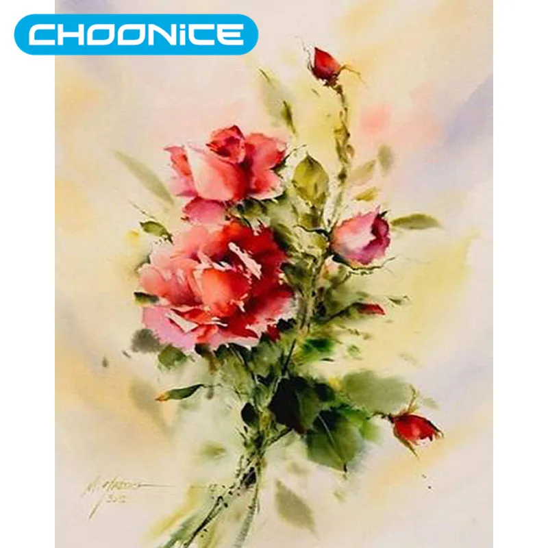 Point De Croix Chinois Peinture à Lhuile Rose Bricolage 3d