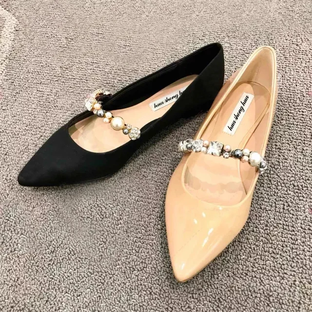 

Kmeioo Elegant Spring Autumn Shoes Woman Pointed Toe Flats Jewel Mary Janes Slip-On Bota Shoes Dress Office Flat Shoes