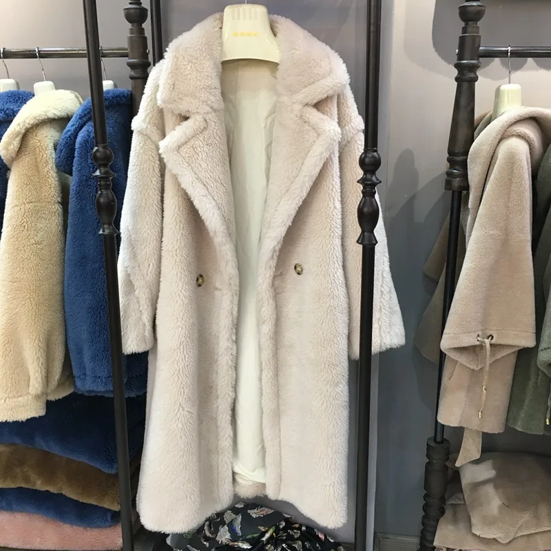 parka real fur women 2018 Natural Fur Coat Long Winter Jacket Famel Wool Sheep Shearing Fur Streetwear Oversize Thick outwears