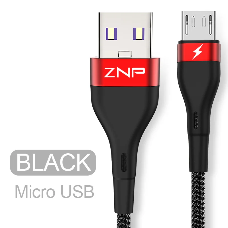 ZNP 3A Micro USB кабель Быстрая зарядка USB кабель для передачи данных нейлоновый кабель синхронизации для samsung a7 J5 Xiaomi Redmi Note 4 5 Android Microusb кабель - Цвет: Черный