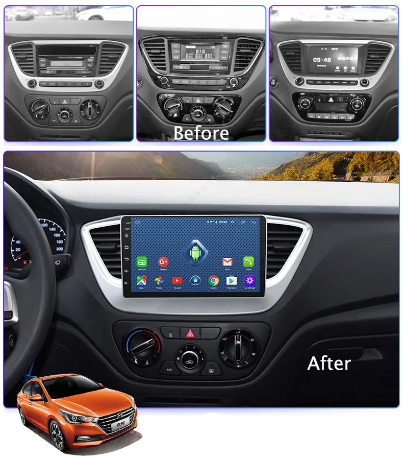 Excellent 4G Lte All Netcom 9 Inch Android 8.0 Car Dvd Gps Player For Hyundai Verna 2017 Radio Video Navigation Bt Wifi 3