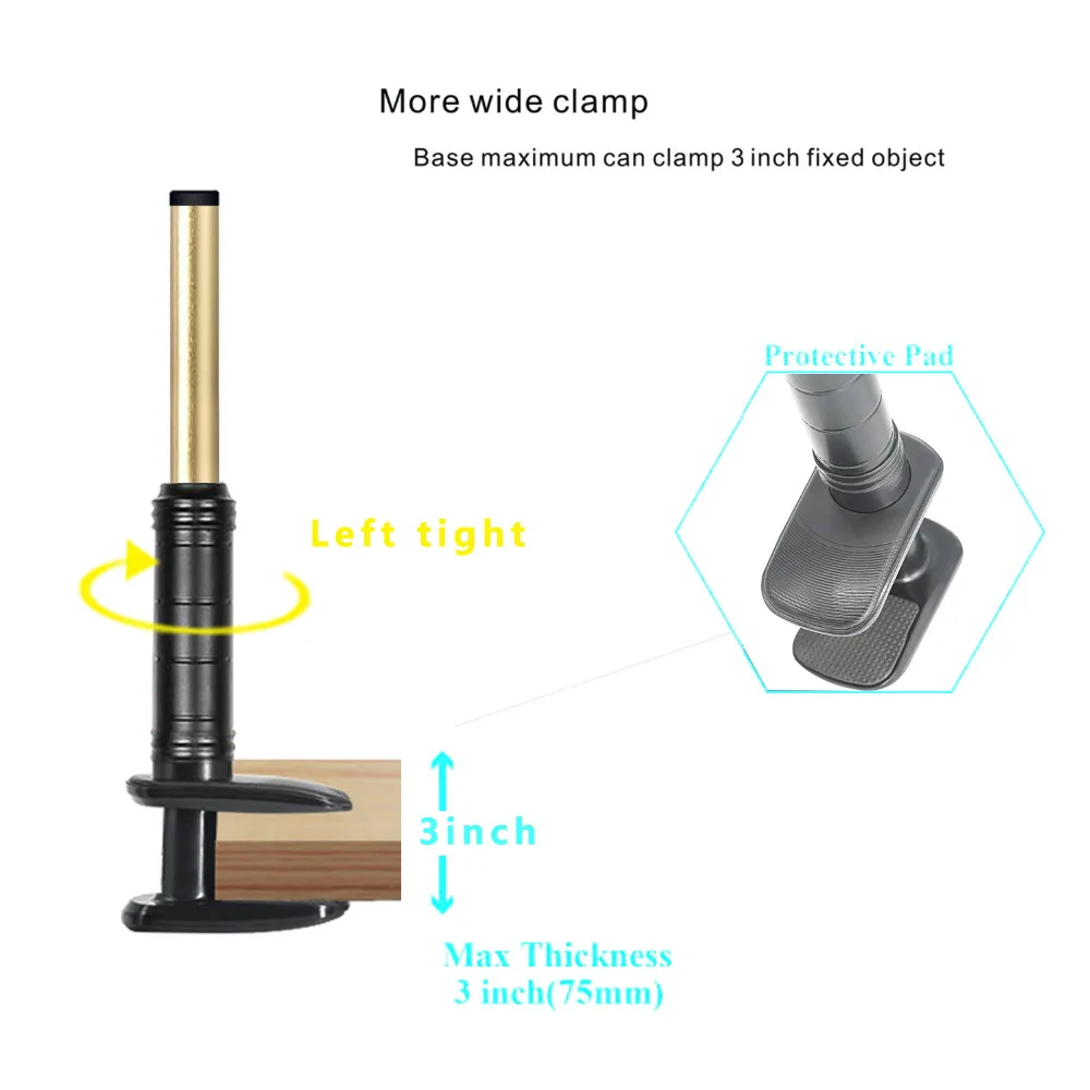 Wearson Gooseneck Lazy Phone Holder For iPhone Smartphone Hands Free Stable Cellphone Clamp Mount Stand Durable Strong Aluminum Flexible Long Arm WS- (6)