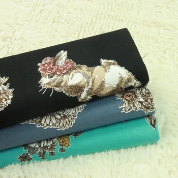 

half yard thicken cotton fabric with cartoon rabbit flower print, handmade DIY patchwork bag cloth 100% cotton A988