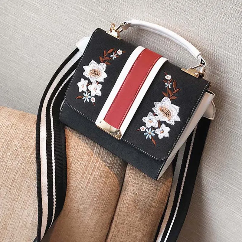

2018 Fashion Floral Embroidered Bag Women Leather Handbags Women Shoulder Messenger BS88