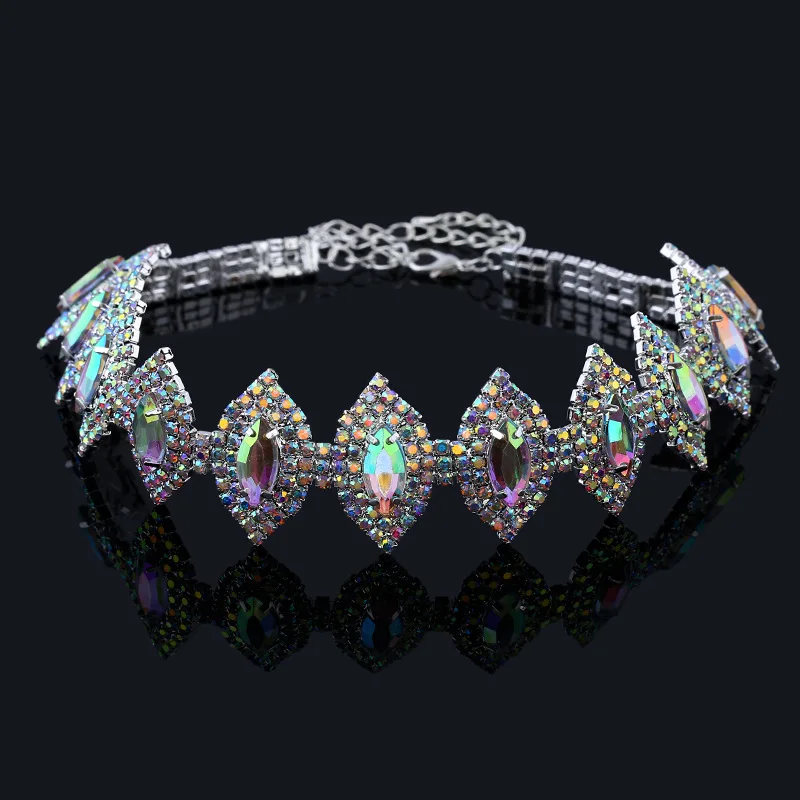 Full Crystal Rhinestone Claw Chain Chokers Necklace Adjustable Women