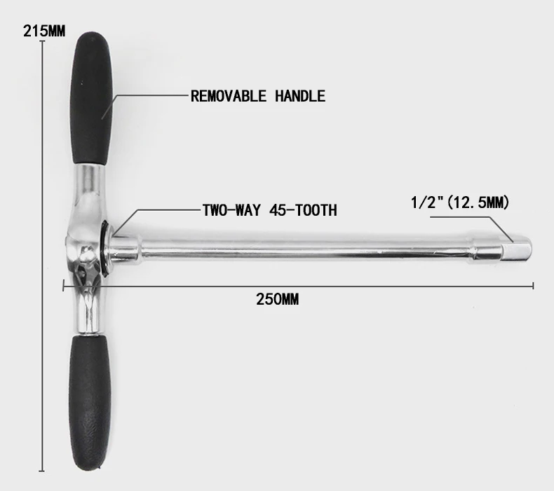 1/" T Тип торцевой гаечный ключ двухсторонний 45-зуб трещоточная рукоятка ключи, дюймовый стандарт со съемной ручкой быстрая гаечный ключ с трещоткой Инструменты для ремонта автомобилей
