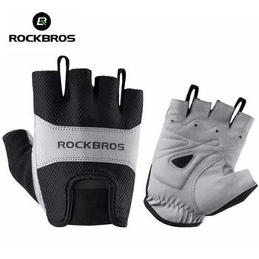 ROCKBROS перчатки Велоспорт велосипед Половина перчатки с короткими пальцами дышащий противоударный MTB дорожный велосипедные перчатки мужские спортивные Велоспорт оборудование - Цвет: S108