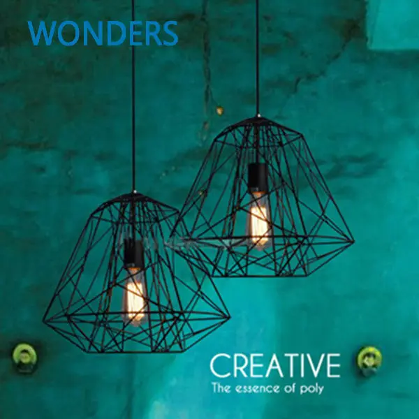 

loft modern arts black branch cage industry iron lights pendant light with Edison bulb home bar coffee house decoration