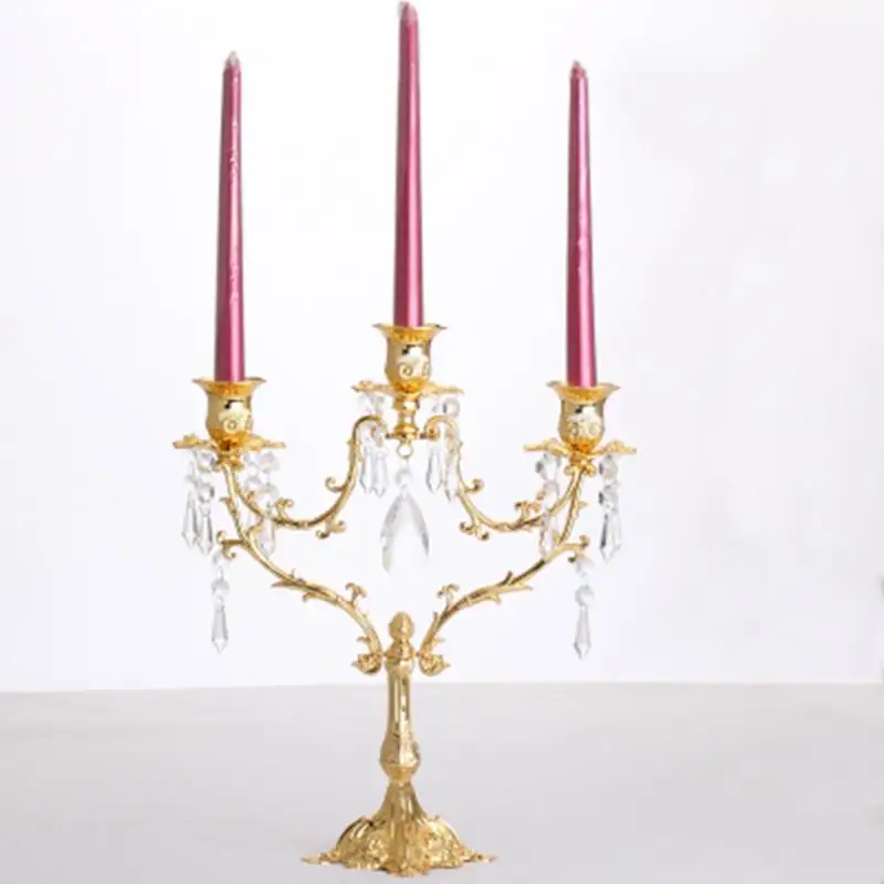 PEANDIM 5&3 Lights Romantic Candle Holders European Candlelight Dinner Decoration Candlestick Wedding Candelabra
