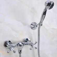 Современный Настенный хром латунь Ванная комната ручной душ кран смесителя набор телефон Форма рук спрей Насадки для душа ana278