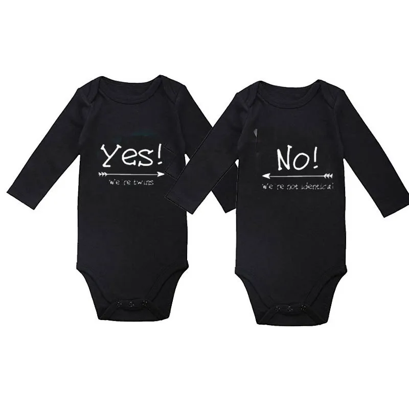 

Culbutomind Yes We Are Twins Baby Body Suit For Boy and Girl Novelty Summer Spring Autumn Newborn Twin Baby Clothing Set Black L