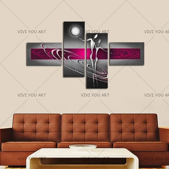 

100% Handmade Abstract Beautiful Oil Painting On Canvas 4 Panel Canvas Art Set Modern Wall Decorative Art Picture Unframed