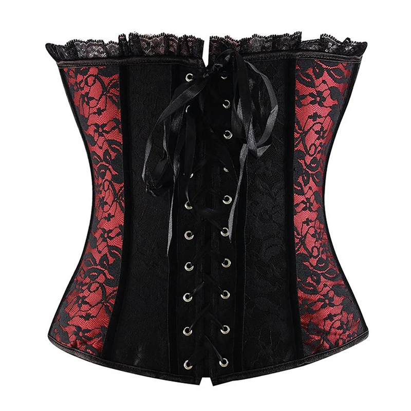 Sisjuly women corset underbust sexy vintage bustiers red lace up lace gothic cincher push retro lingerie ladies corsets bustiers