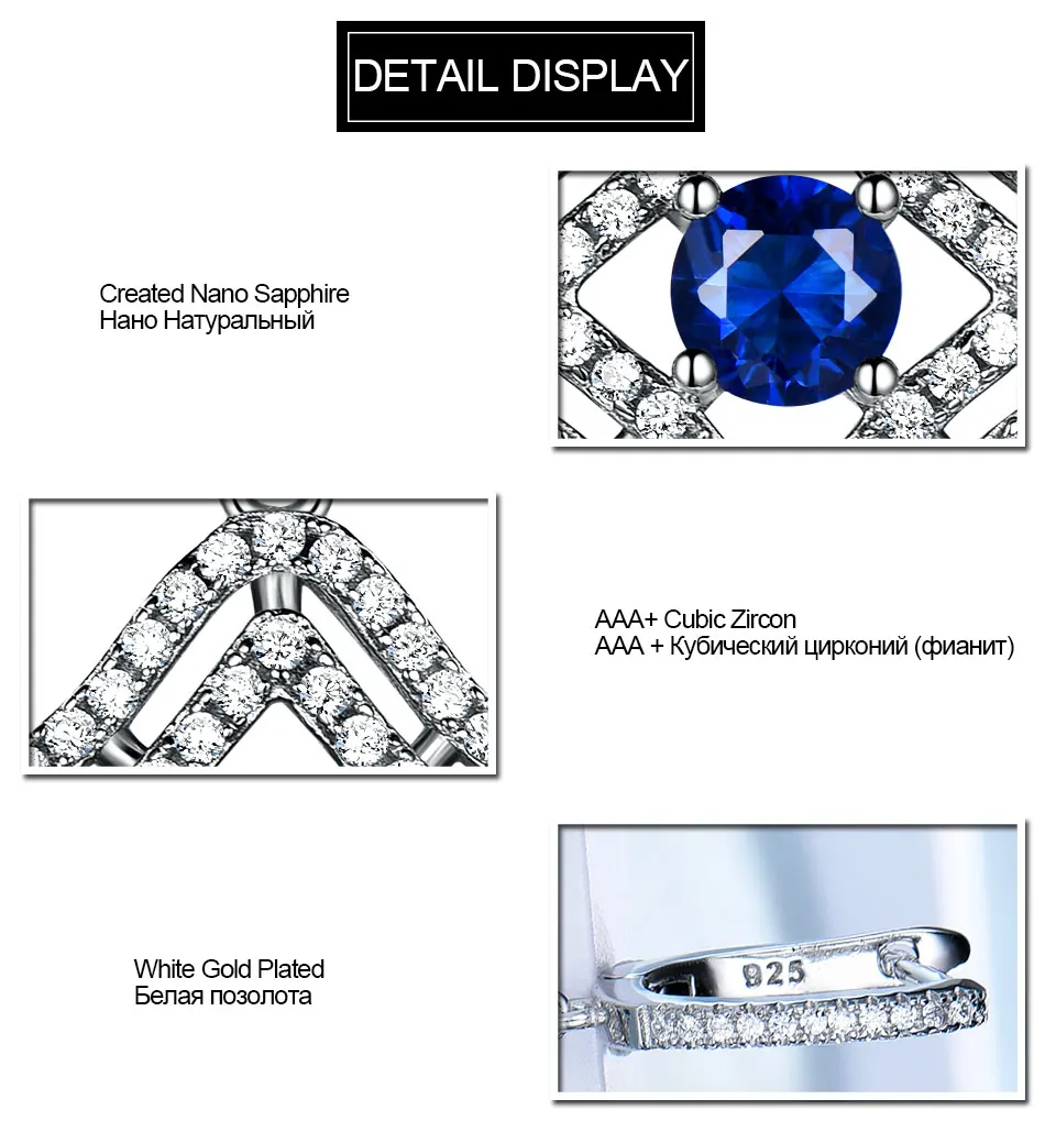 UMCHO Sapphire 925 sterling silver jewelry set for women S023S-1 (8)