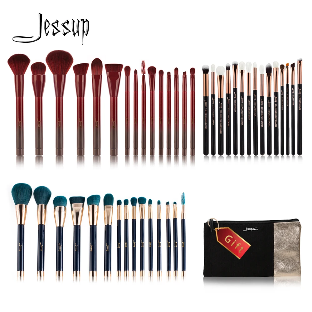 

Jessup Buy 3 get 1 free gift Professional Makeup Brushes set Make up Brush Tool Powder Foundation Eyeshadow Eyeliner Lip Contour