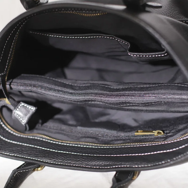 AETOO Leather black sloping large bag, retro singles shoulder casual soft leather handbag, large-capacity dumpling bag