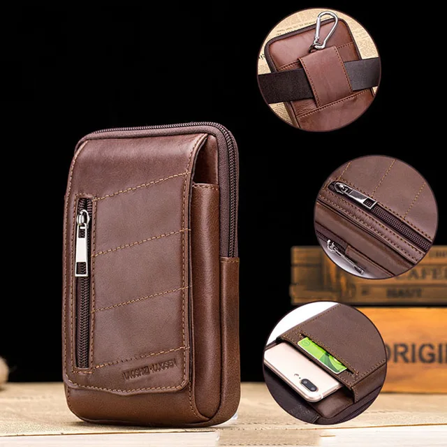 Men's Genuine Leather Retro Multi Function Pockets High Quality ...