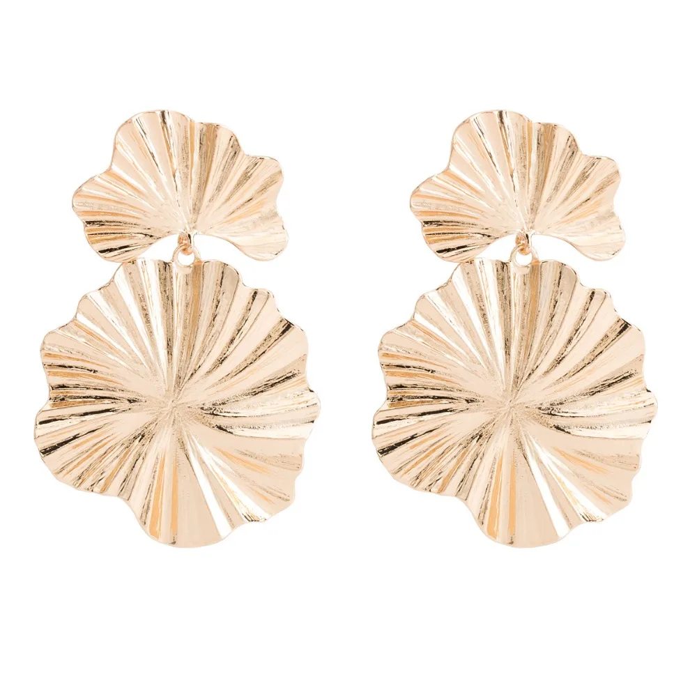 

KMVEXO 2019 New 3 Colors Statement Punk Big Flowers Metal Pendientes Earrings for Women Fashion Drop Earing Jewelry Brincos Gift
