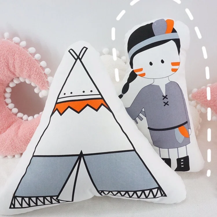 

Ins Indian girl tent cotton cloth pillow children's room cartoon photo pillow