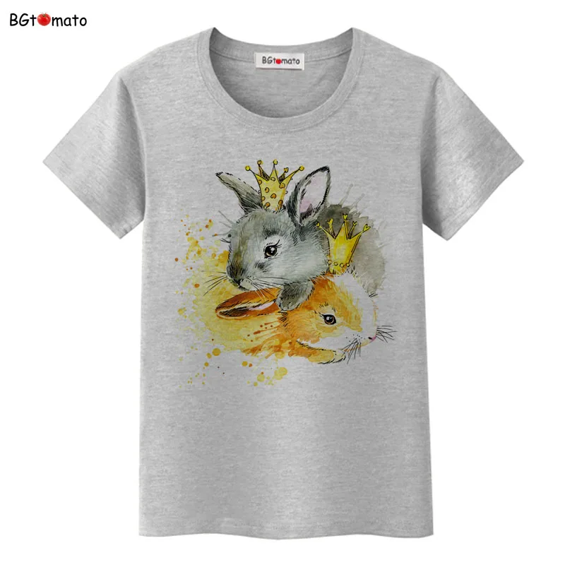 

BGtomato Women Fruit Print Rabbit In The Crown Summer T-shirt O-neck Casual Short Sleeve Tee Tops Female Tshirt Woman Clothes