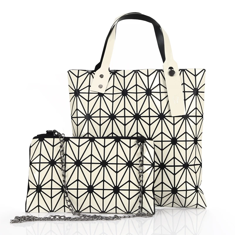 2 font b Sets b font Geometry Laser Bao Bao Bag Japan Fashion Women Purses and