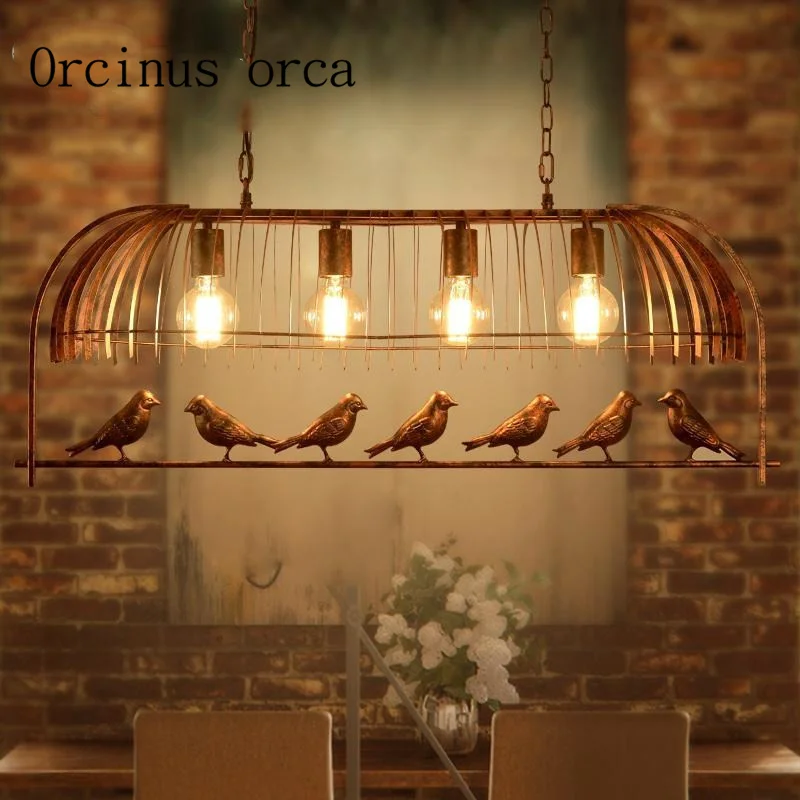 

Iron individuality originality cage lamp coffee bar restaurant study American style retro simple bird Chandelier Postage free