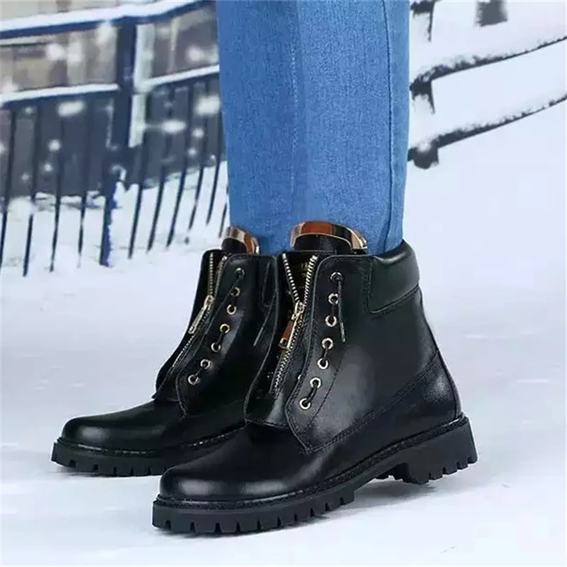 

2017 Genuine Leather Women Ranger Boots Luxury designer Motorcycle Fashion Work brand Shoes Zip Front Design Ankle Short Booties