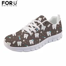 FORUDESIGNS/Женская обувь черного цвета Женская обувь на плоской подошве сезон: весна–лето милые стоматолог печатных женские Повседневное кеды, кроссовки для женщин