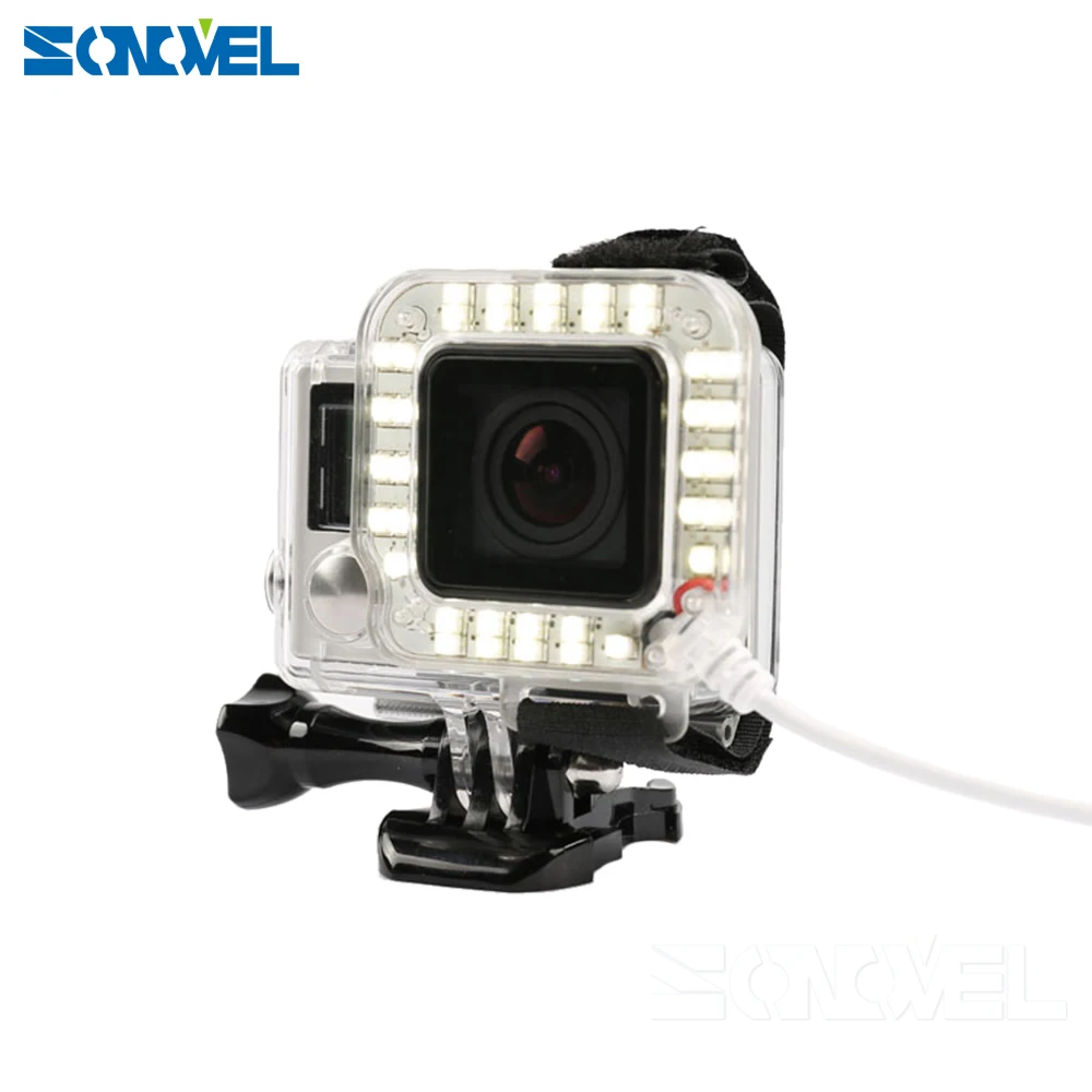 Для Go pro аксессуары ночной съемка светодиодный заполняющий свет крепление Gopro Hero 4 3+ объектив корпуса для Go Pro Hero 3+ 4