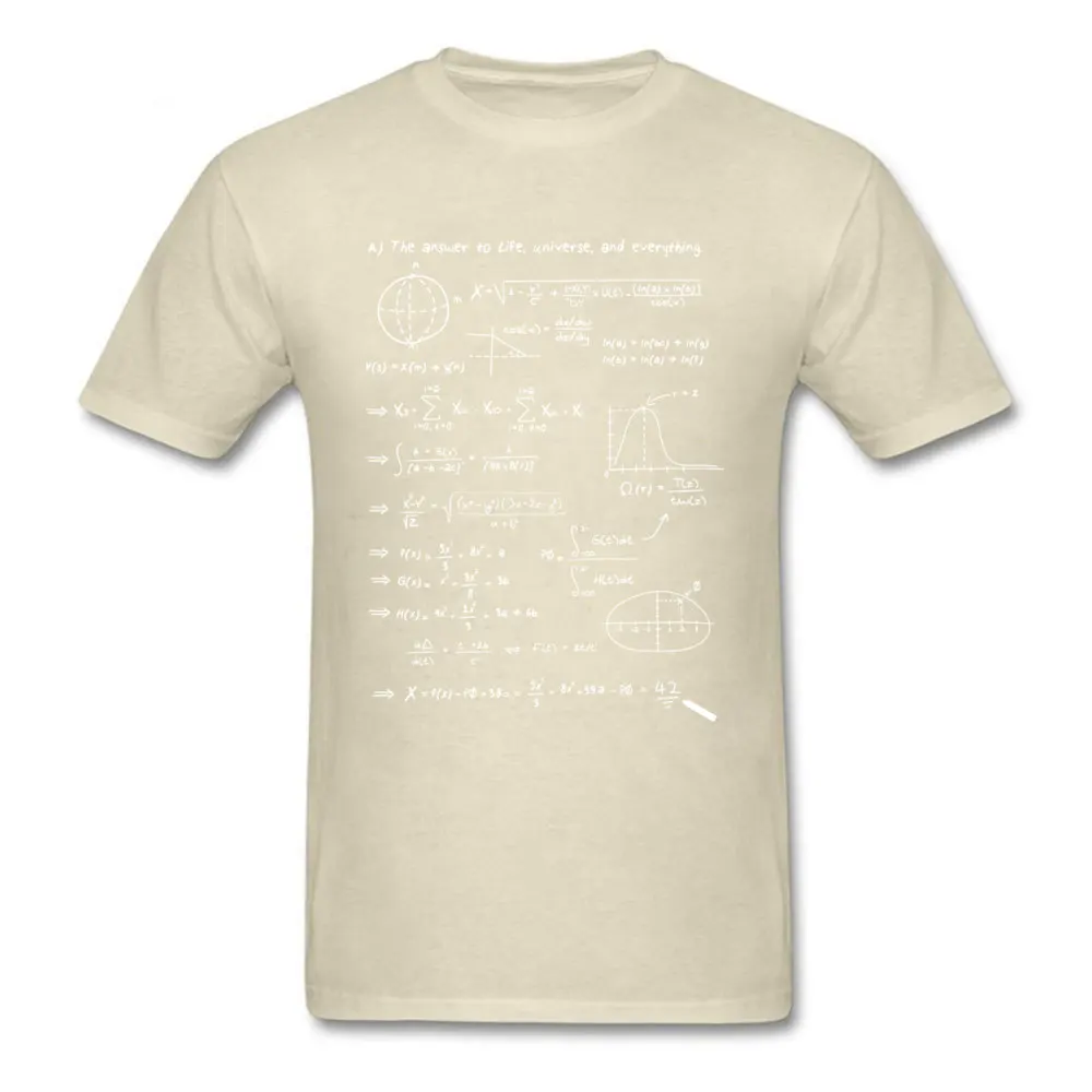 Женские и мужские футболки с математическим уравнением, новые модные летние топы, футболки, ответ на жизнь, вселенную, все! Высокое качество - Цвет: Beige