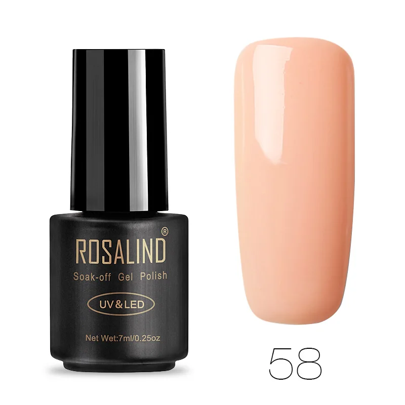 ROSALIND 7 мл УФ-гель для ногтей, грунтовка для ногтей, дизайн ногтей, замачивание, гибридный Белый гель для наращивания ногтей, Гель-лак, чистый цвет - Цвет: 58